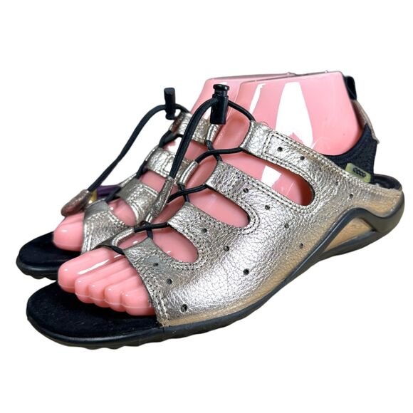 ECCO Jab Toggle Gold Leather Sandals Women's Size EU 37 (US 6.5) - Picture 1 of 8